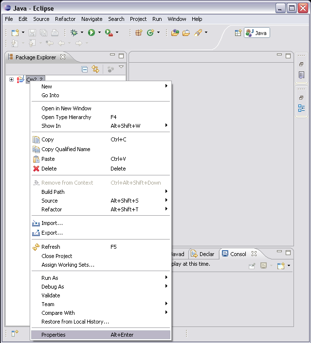 Eclipse: Choose Properties