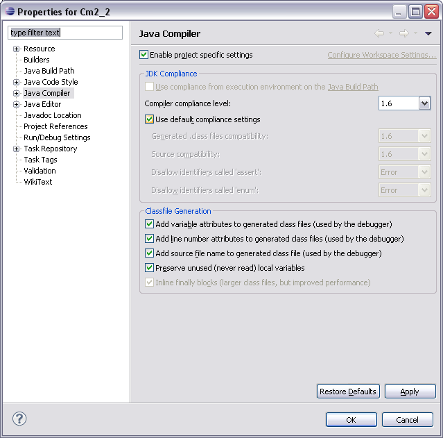 Eclipse: Java Compiler