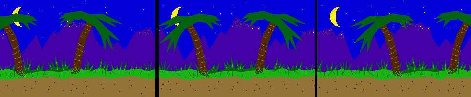 Abbildung 1: Abfolge von Bildern simuliert Bewegungsparallaxe und Ver- / Aufdeckungsbewegung (Ayton 2006)