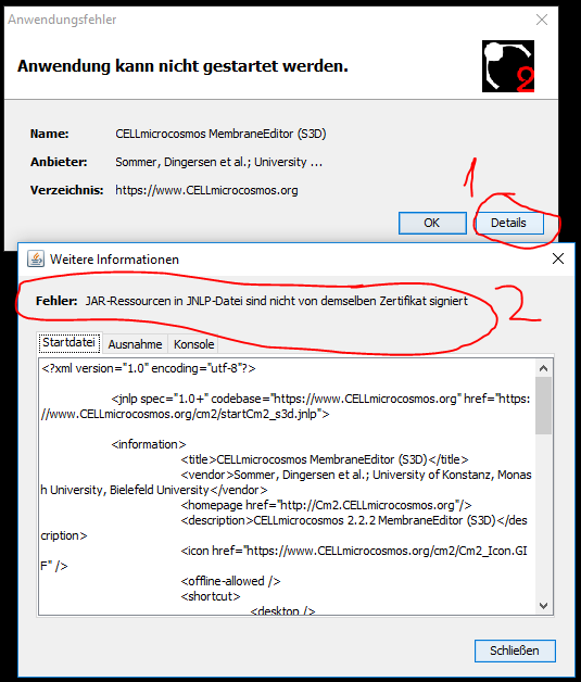 CmME cannot start because of different certificates